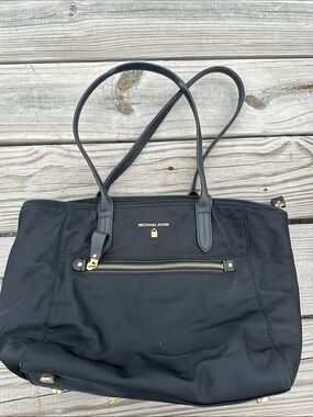 NWT Michael Kors Black Tote with Gold-Zip Accent